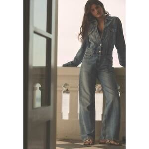 NEW Zara Jean Jumpsuit Size XS Cotton Blue Denim One Piece Outfit Boiler Suit